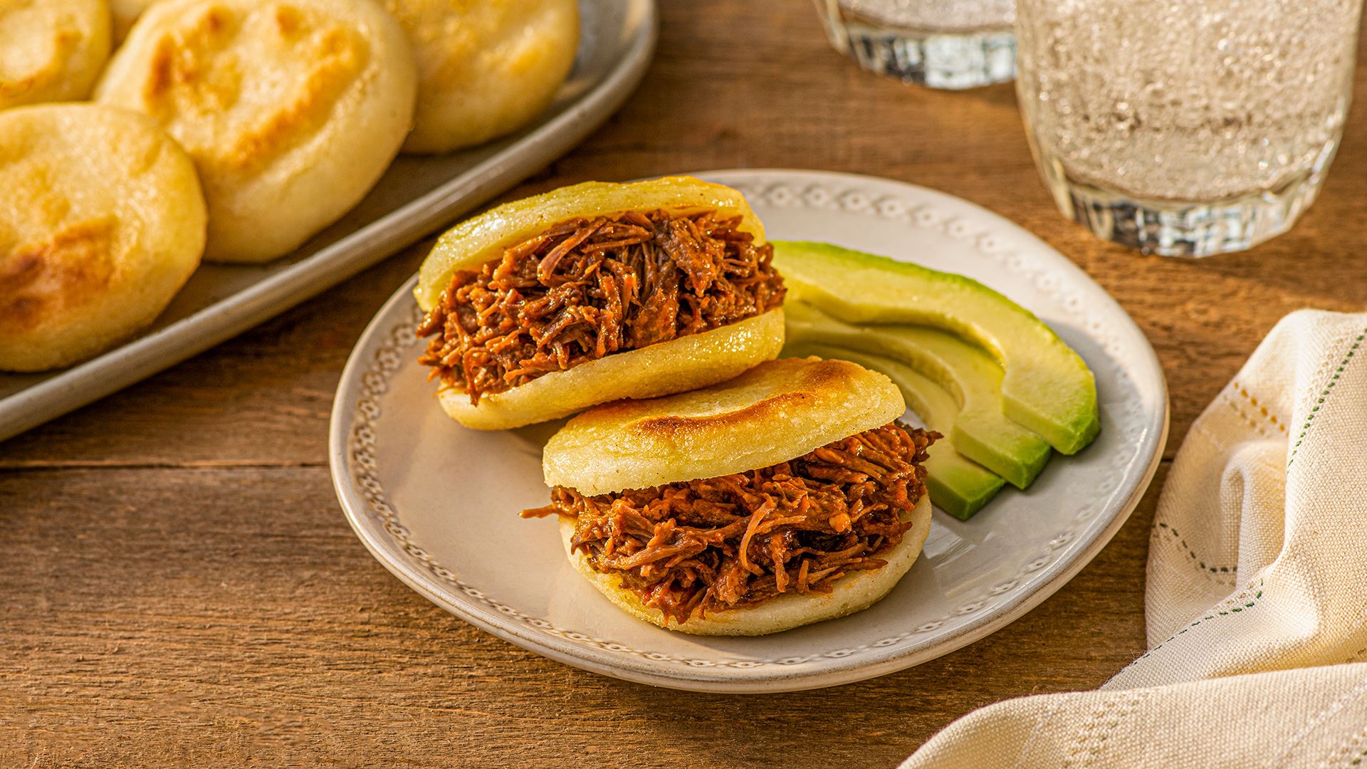 Arepa pies with meat